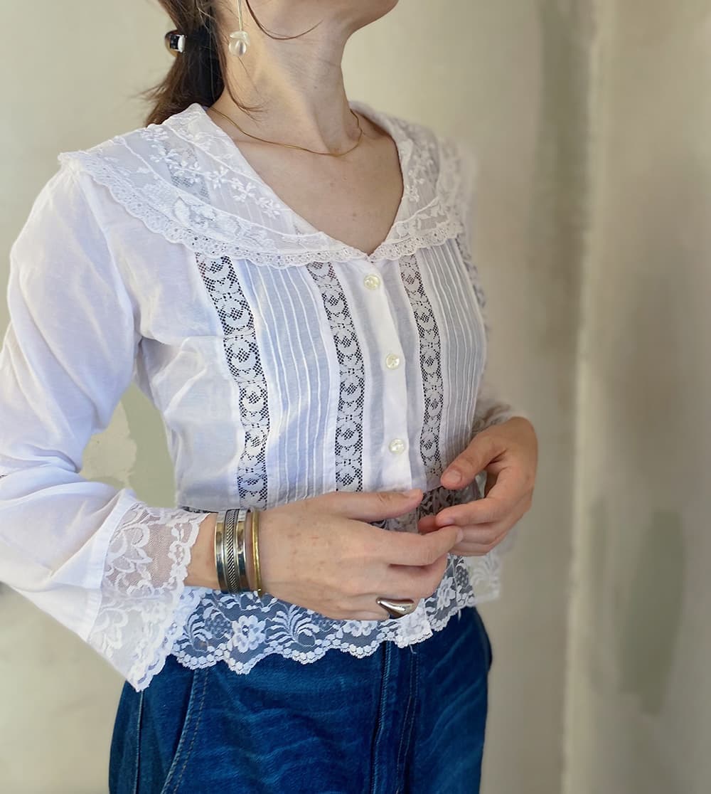 VintageセーラーカラーブラウスAntiquesailorcollarblouseVintageblouse