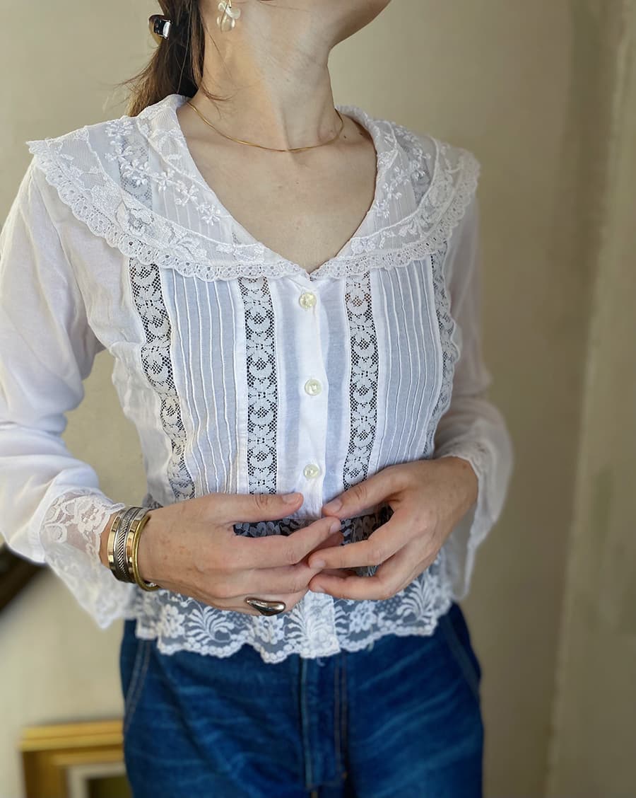 VintageセーラーカラーブラウスAntiquesailorcollarblouseVintageblouse