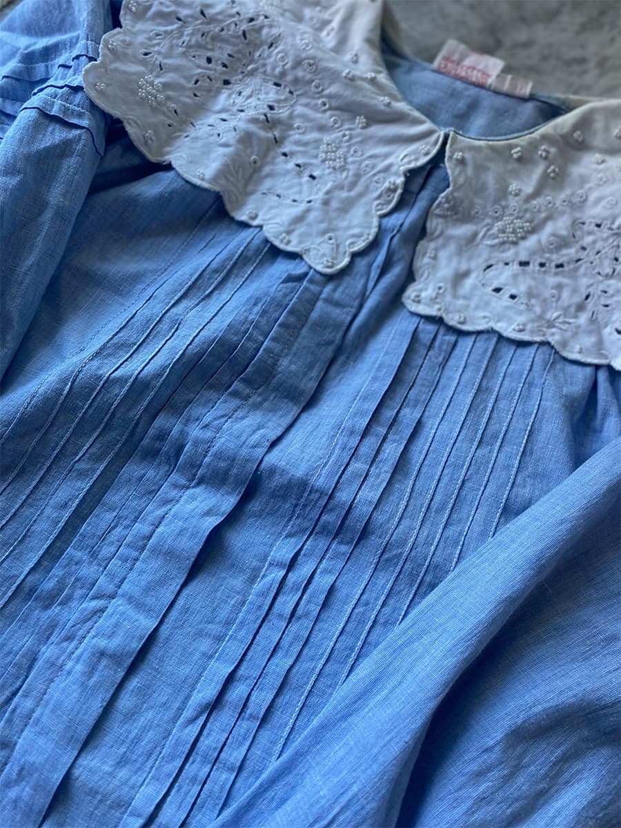 フランスヴィンテージセーラーカラーブラウスフリルレースブラウスFrenchVintageblouse