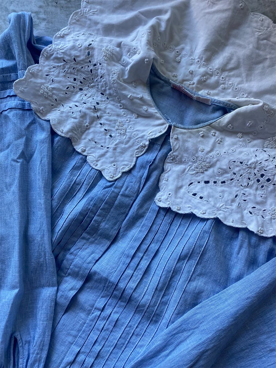 フランスヴィンテージセーラーカラーブラウスフリルレースブラウスFrenchVintageblouse