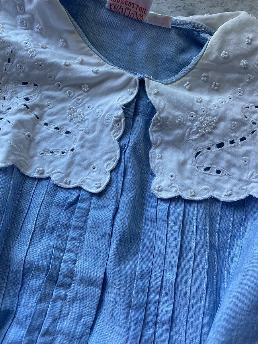フランスヴィンテージセーラーカラーブラウスフリルレースブラウスFrenchVintageblouse
