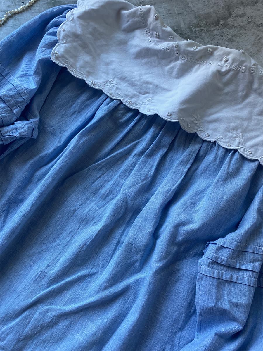 フランスヴィンテージセーラーカラーブラウスフリルレースブラウスFrenchVintageblouse