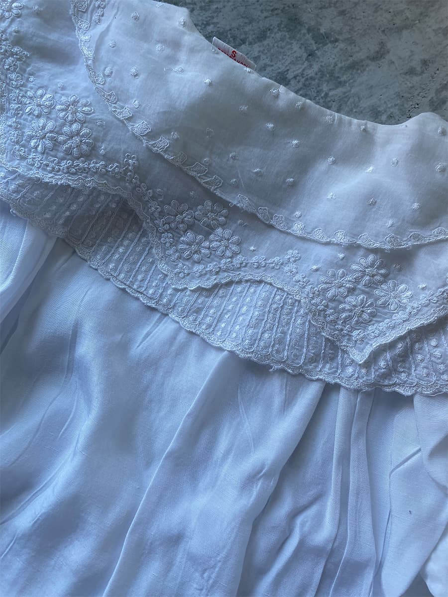 フランスアンティークブラウスフリルレースブラウスFrenchVintageblouse