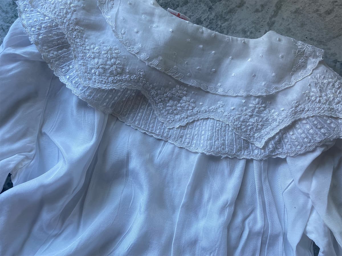 フランスアンティークブラウスフリルレースブラウスFrenchVintageblouse