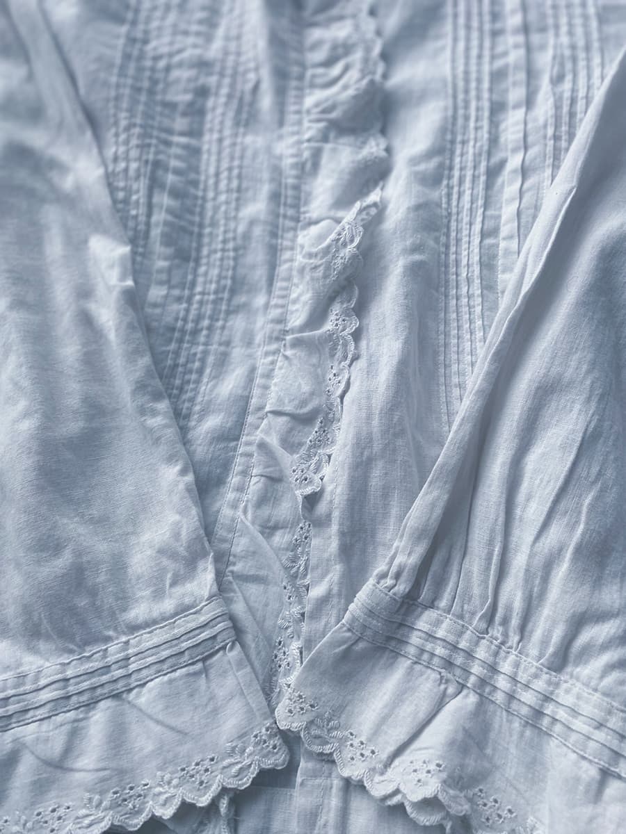 フランスアンティークブラウスフリルレースブラウスFrenchVintageblouse