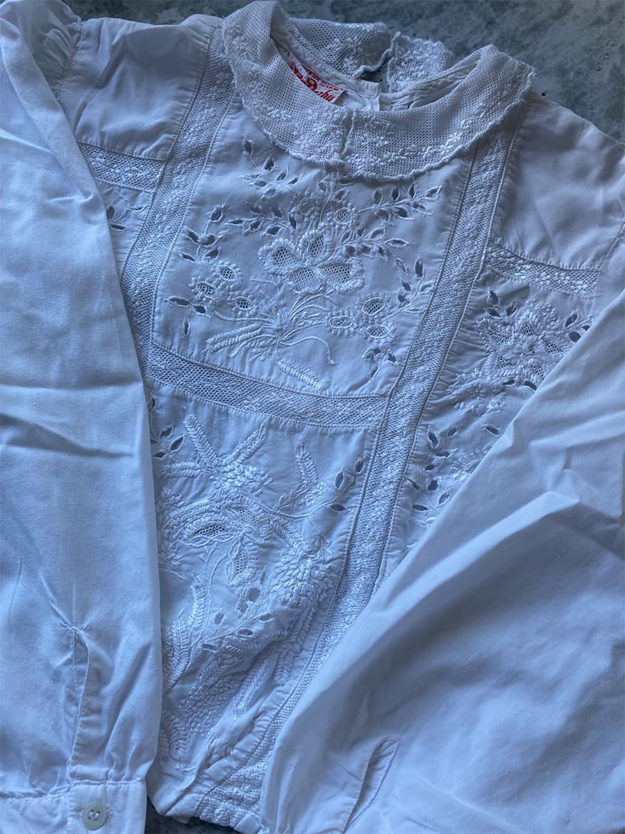 フランスアンティークブラウスフリルレースブラウスFrenchVintageblouse