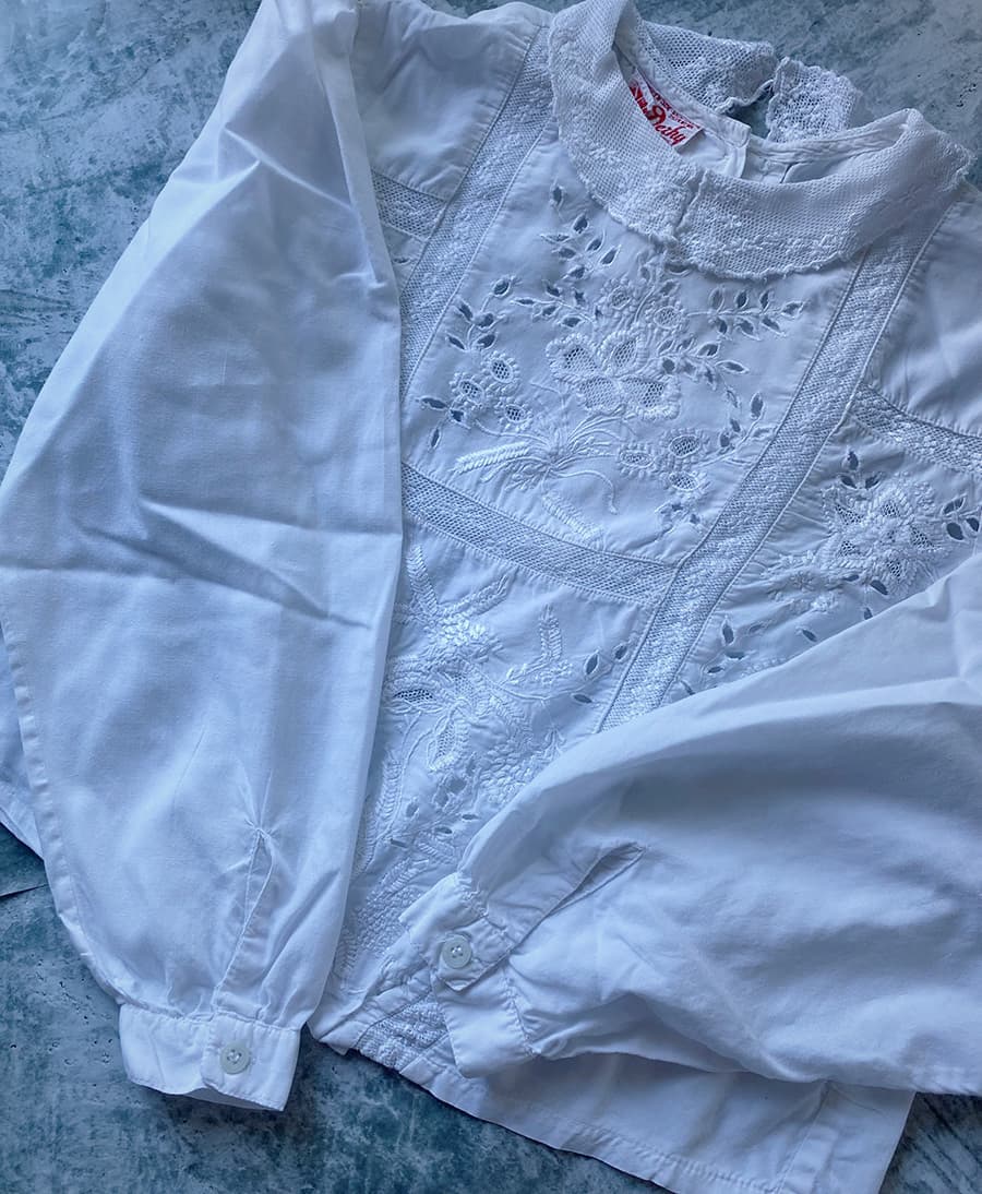 フランスアンティークブラウスフリルレースブラウスFrenchVintageblouse