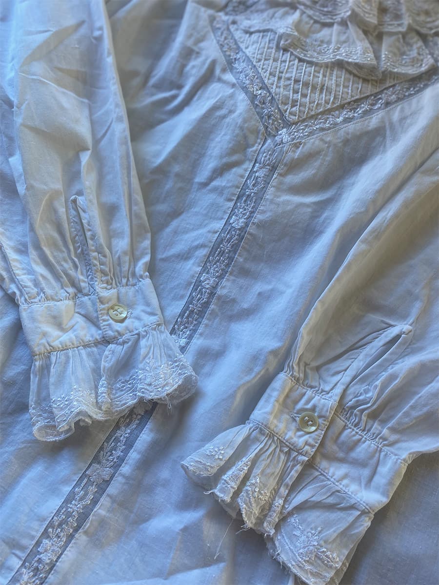 フランスアンティークブラウスフリルレースブラウスFrenchVintageblouse