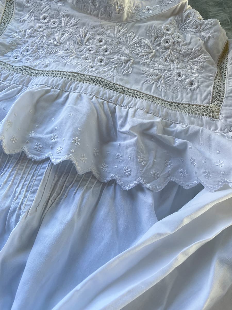 フランスアンティークブラウスフリルレースブラウス
