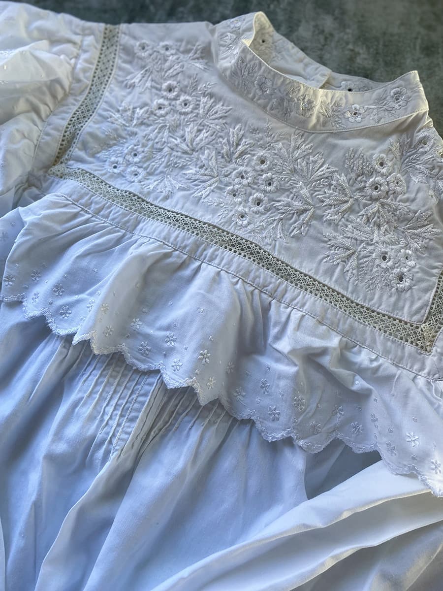 フランスアンティークブラウスフリルレースブラウス