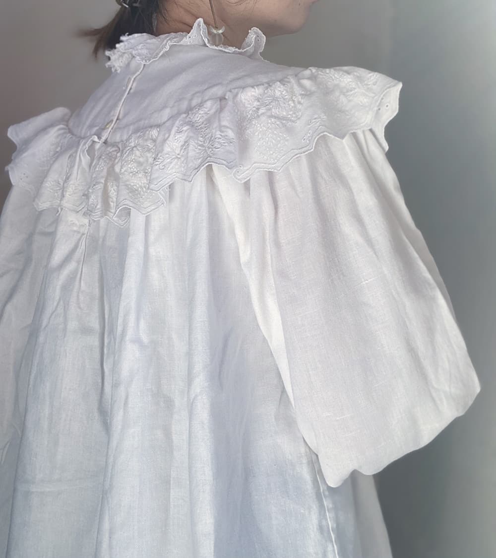 フランスアンティークブラウスフリルレースブラウス