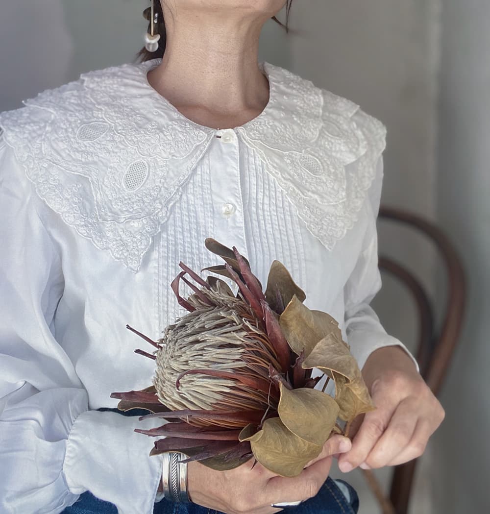 フランスアンティークブラウスフリルレースブラウスFrenchVintageblouse