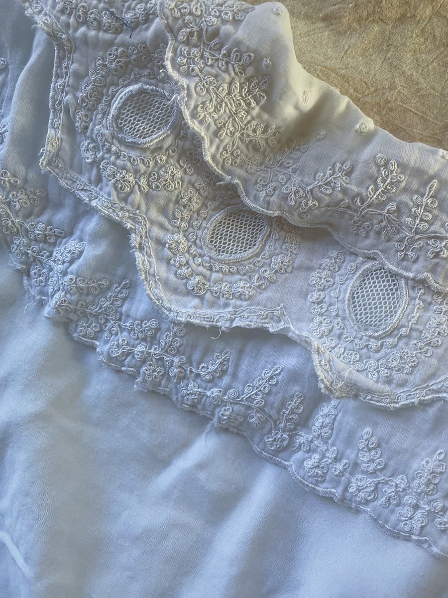 フランスアンティークブラウスフリルレースブラウスFrenchVintageblouse