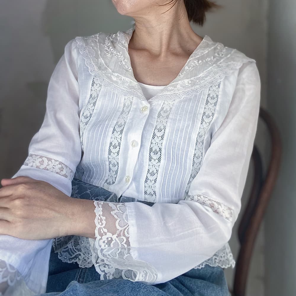 VintageセーラーカラーブラウスAntiquesailorcollarblouseVintageblouse