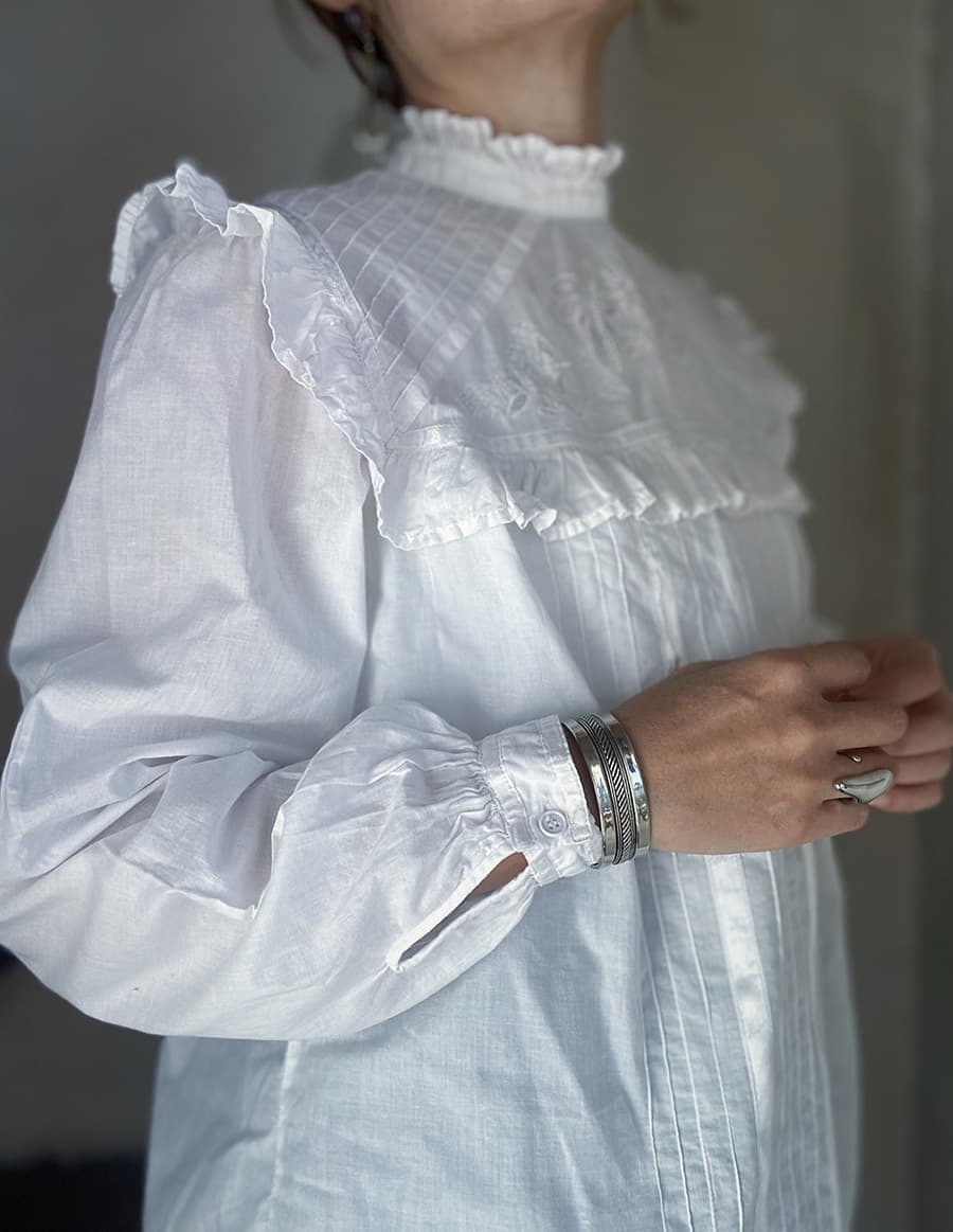 フランスヴィンテージレースブラウスアンティークブラウス