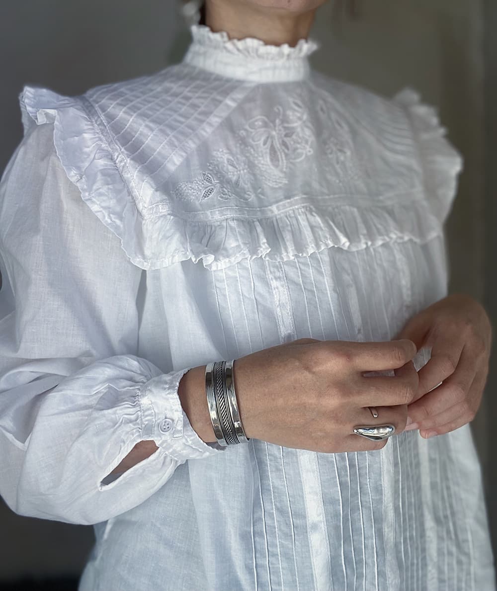 フランスヴィンテージレースブラウスアンティークブラウス