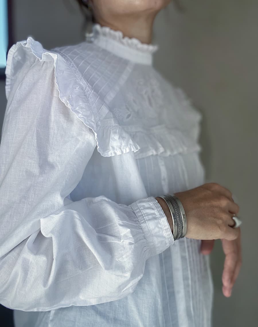 フランスヴィンテージレースブラウスアンティークブラウス