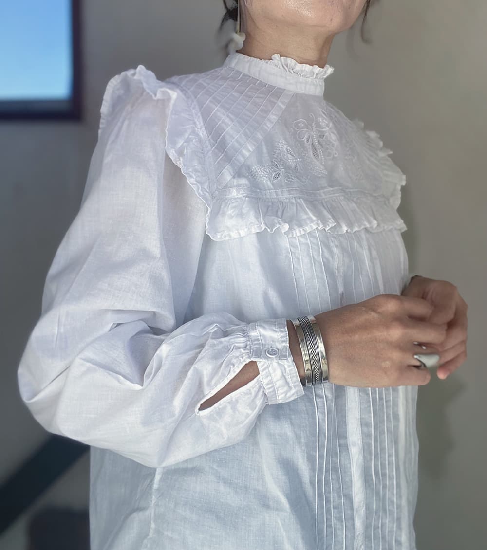 フランスヴィンテージレースブラウスアンティークブラウス