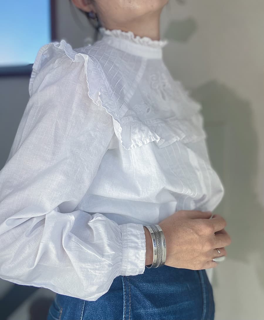 フランスヴィンテージレースブラウスアンティークブラウス