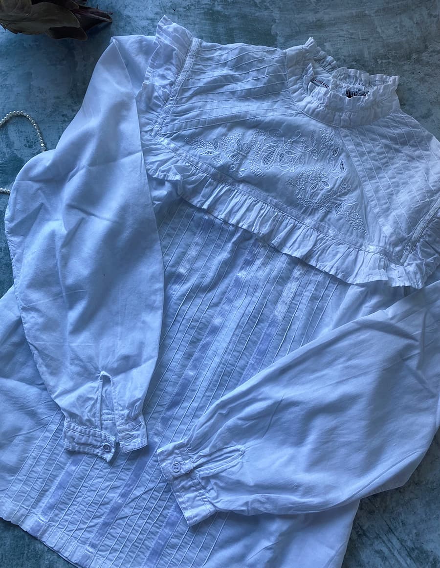 フランスヴィンテージレースブラウスアンティークブラウス