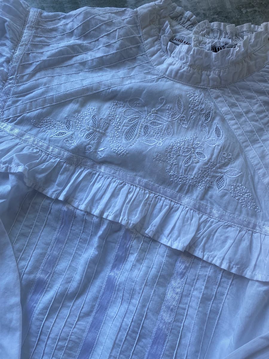 フランスヴィンテージレースブラウスアンティークブラウス