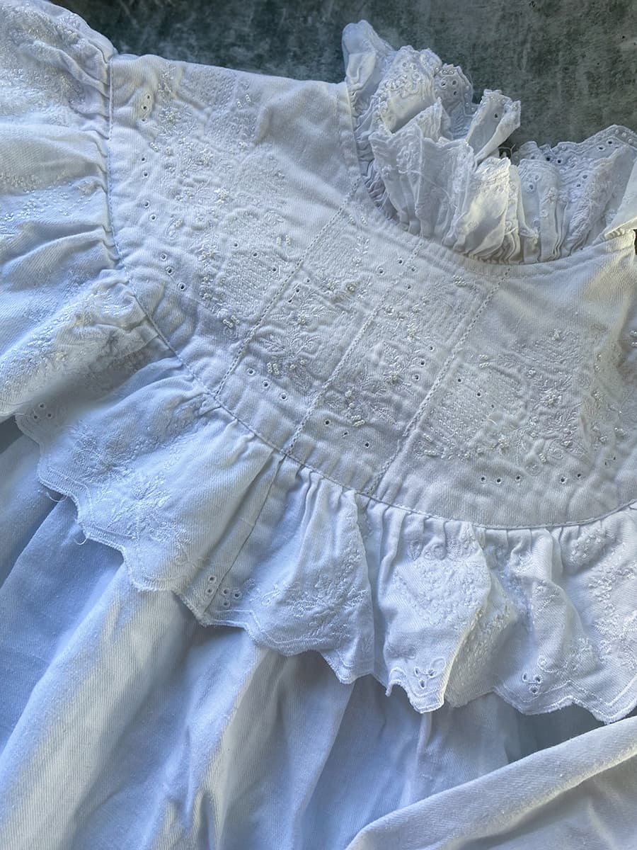 フランスアンティークブラウスフリルレースブラウス