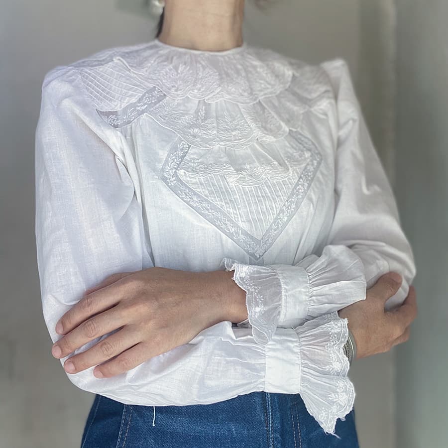 FrenchAntiqueCottonBlouseフレンチアンティークコットンブラウス