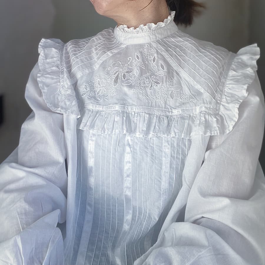 FrenchAntiqueCottonBlouseフレンチアンティークコットンブラウス