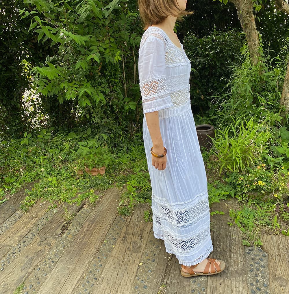 Vintagecrochetlacemaxidressヴィンテージレースマキシドレス