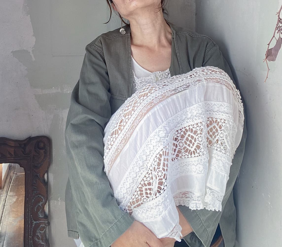 Vintagecrochetlacemaxidressヴィンテージレースマキシドレス