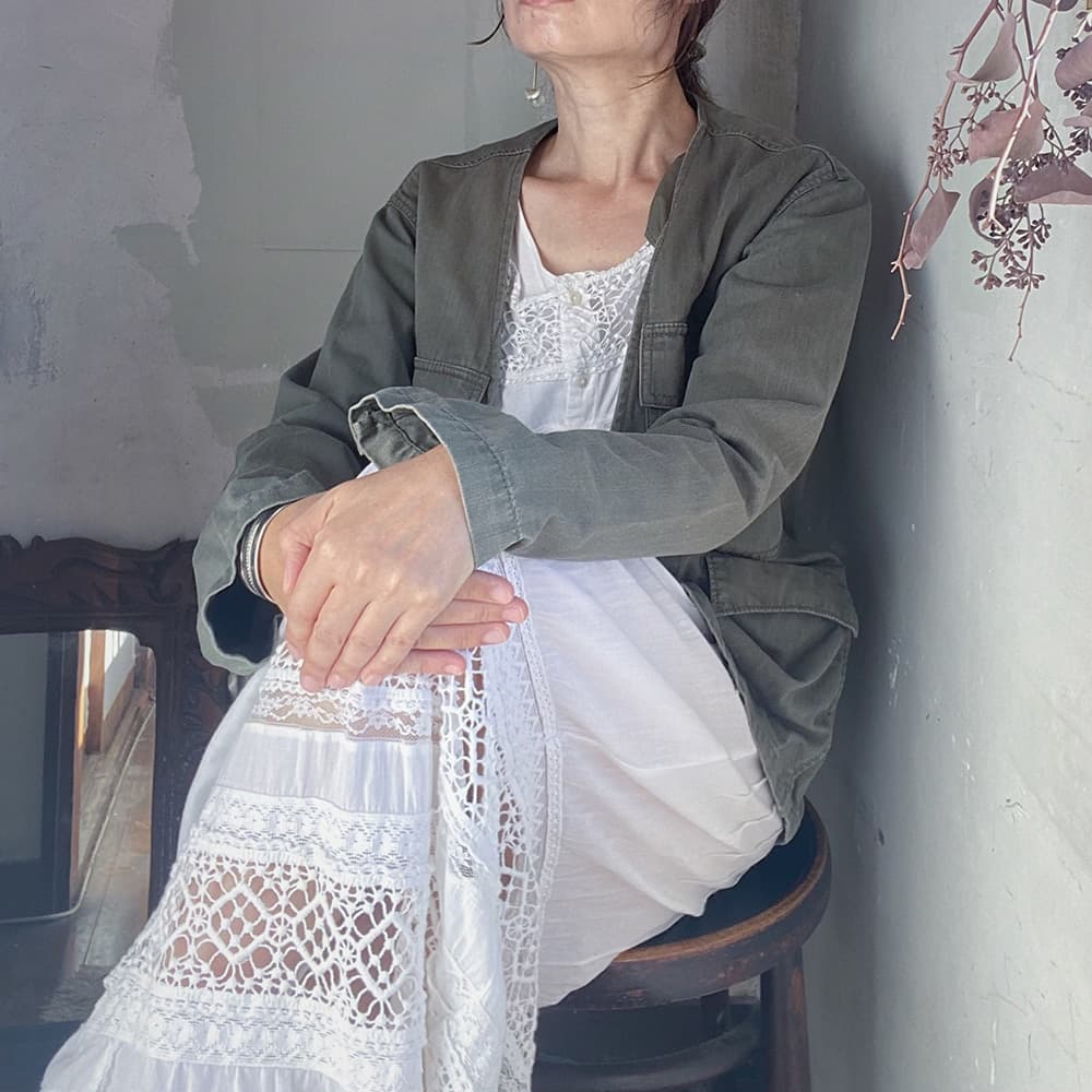 Vintagecrochetlacemaxidressヴィンテージレースマキシドレス