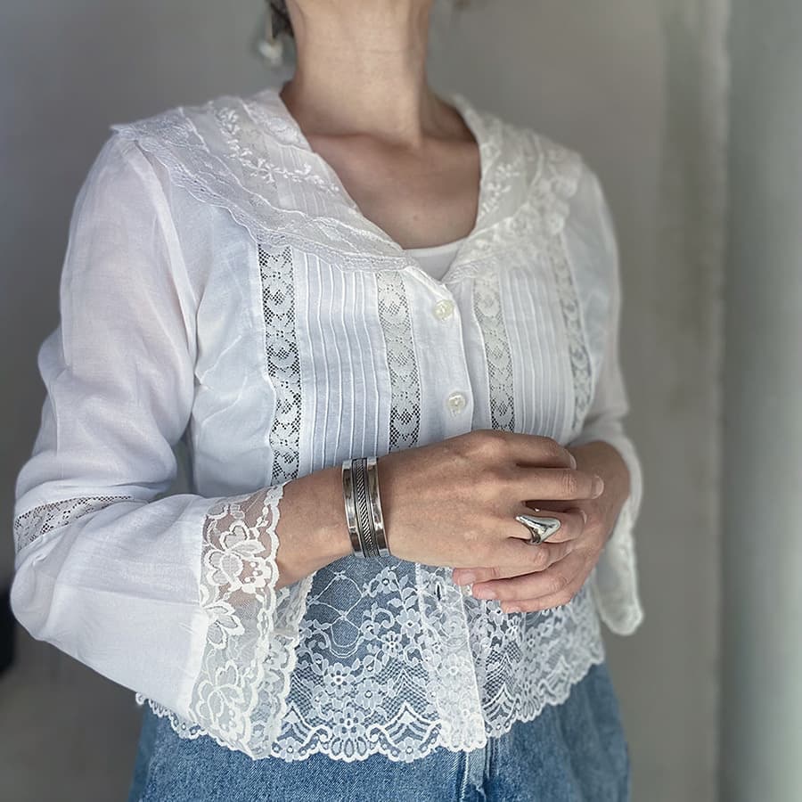 FrenchAntiqueCottonBlouseフレンチアンティークコットンブラウス