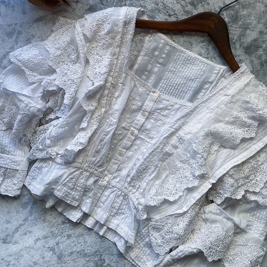 フレンチアンティークブラウスFrenchantiquecottonblouse