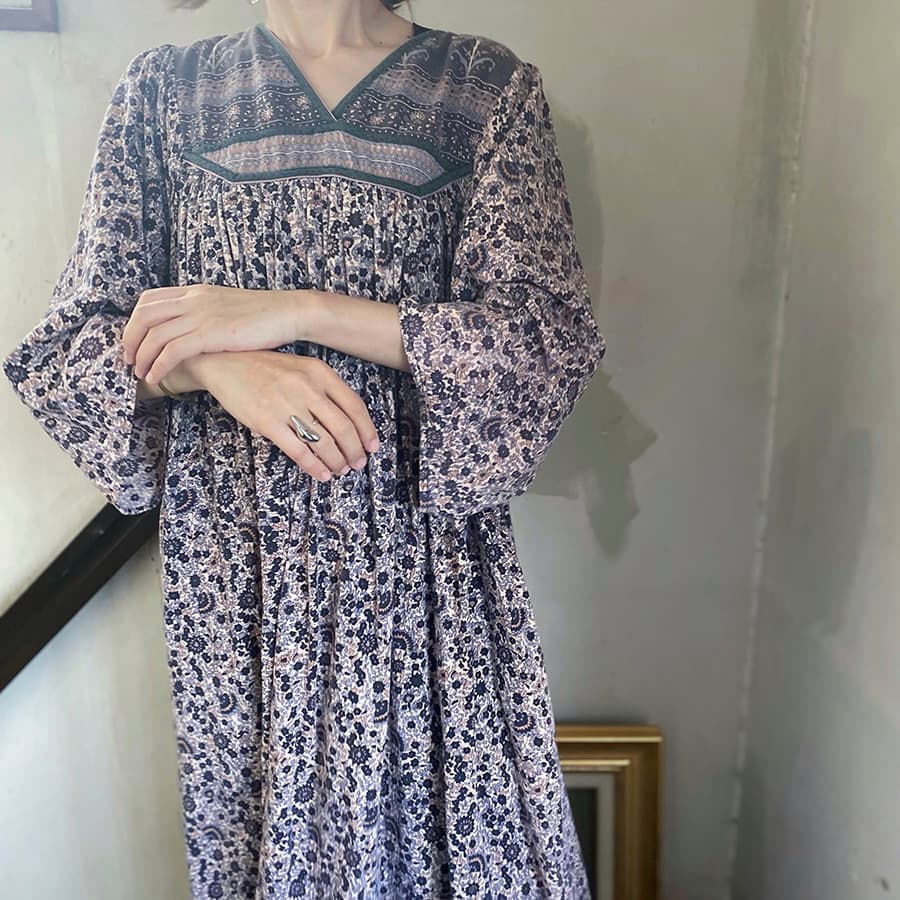 ヴィンテージインド綿ワンピース