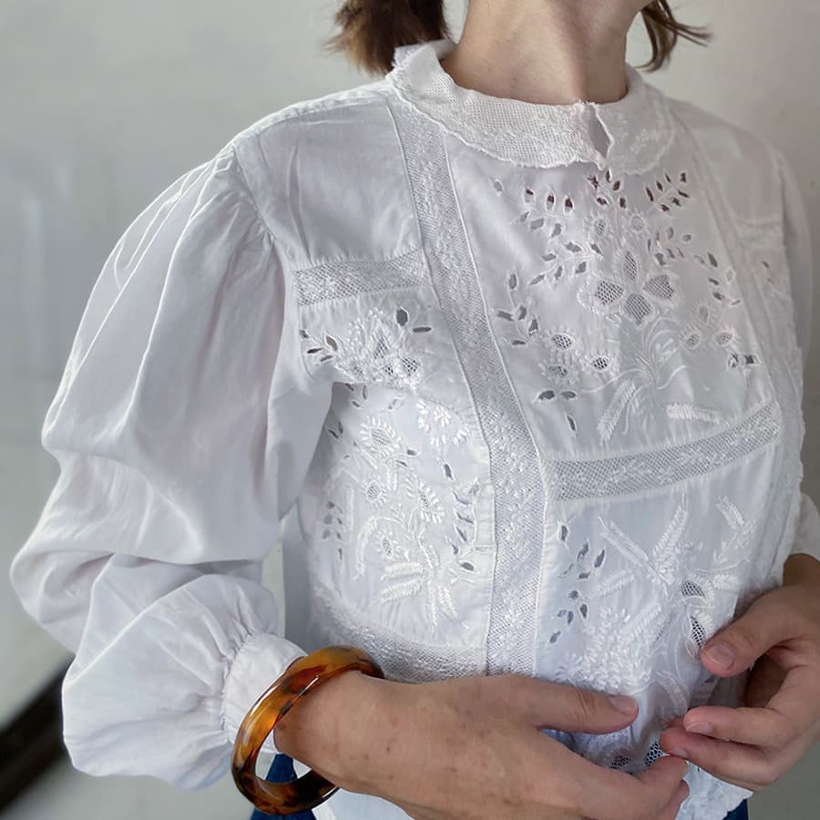 FrenchAntiqueCottonBlouseフレンチアンティークコットンブラウス