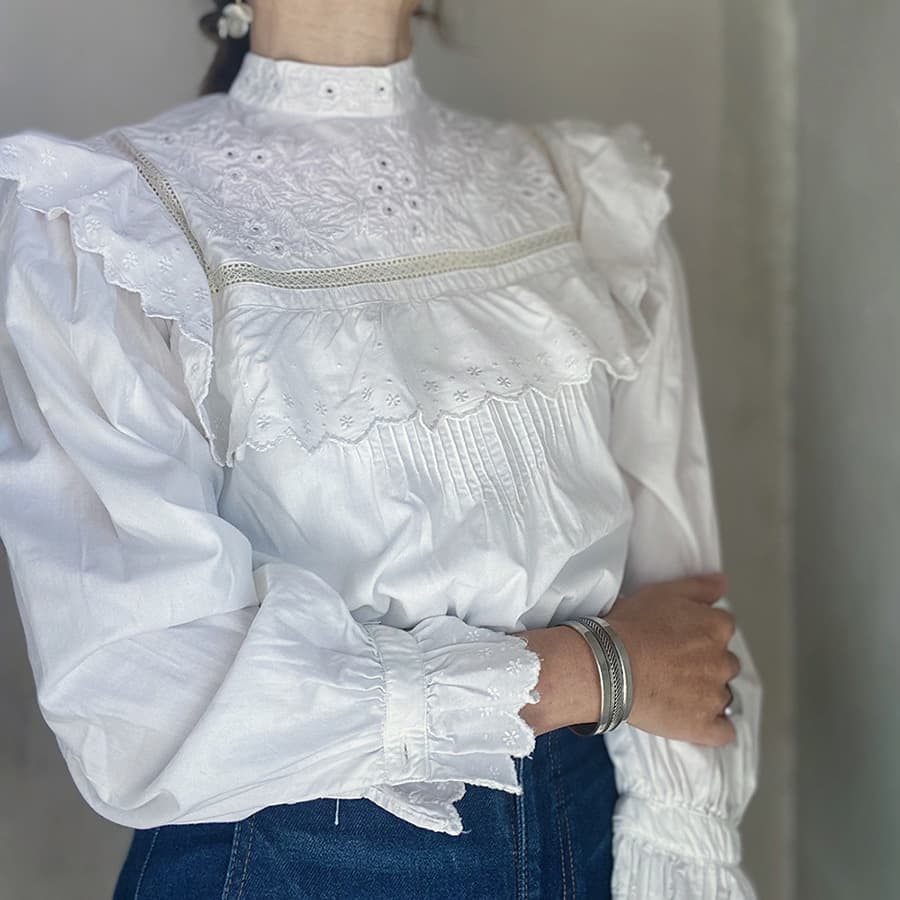 FrenchAntiqueCottonBlouseフレンチアンティークコットンブラウス